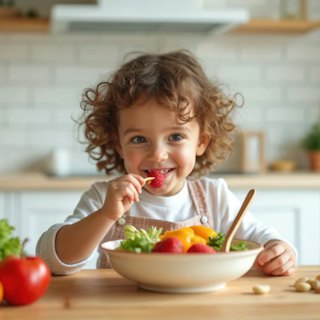 Child eating vegetables